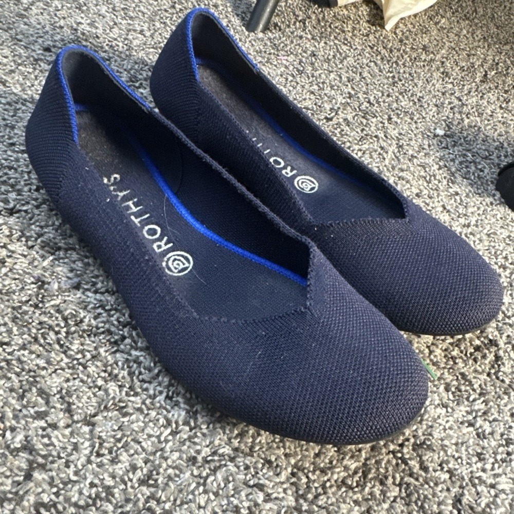 Rothy's The Flat Black Round Toe Knit Ballet Flat Shoes Women's Size 9